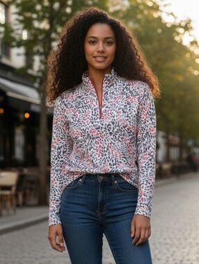 GGblue Athletic Luxe Sport Golf Quarter-Zip Long Sleeve Size M MULTI